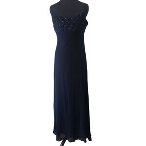 Vintage Y2K Blue Shimmery‎ Iridescent Sleeveless Prom Maxi Dress Size 9/10 HoCo
